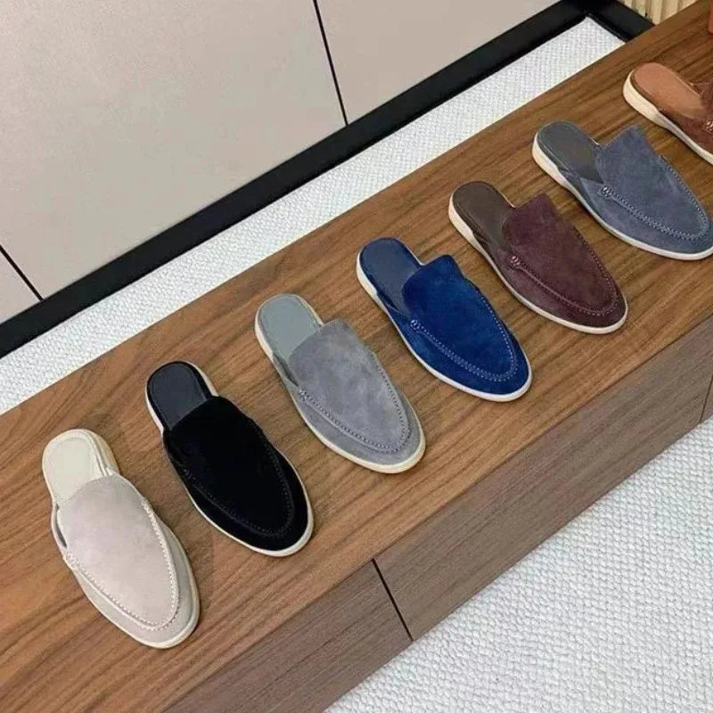 Summer New Flat Bottom Slippers Half Slip-On Slipper Style Men's Shoes Outdoor Wear Casual Comfortable Flat Heel Loafers