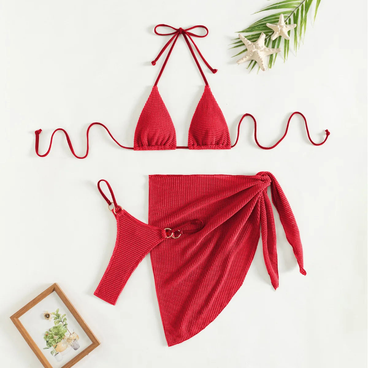 Sexy Brown Bikini Set 2026 Women Halter Push Up Bra Skirt 3 Piece Swimsuit Summer Bathing Suit Cover Up Thong Swimwear Biquini