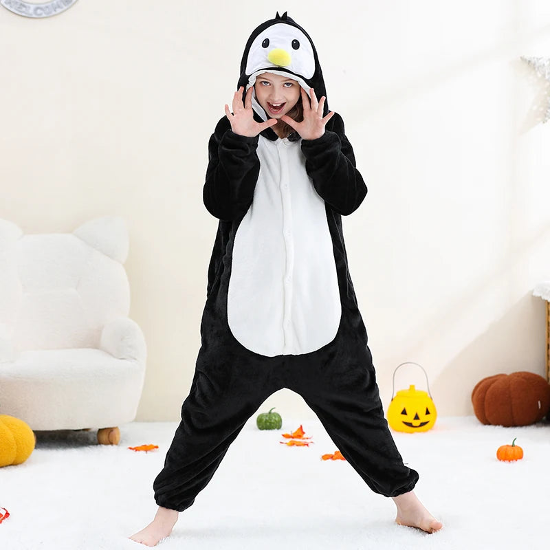 MICHLEY Christmas Capybara Flannel Blanket Sleepers Onesie Hooded Children Costume Clothes Jumpsuit Sleepwear For Boys Girls