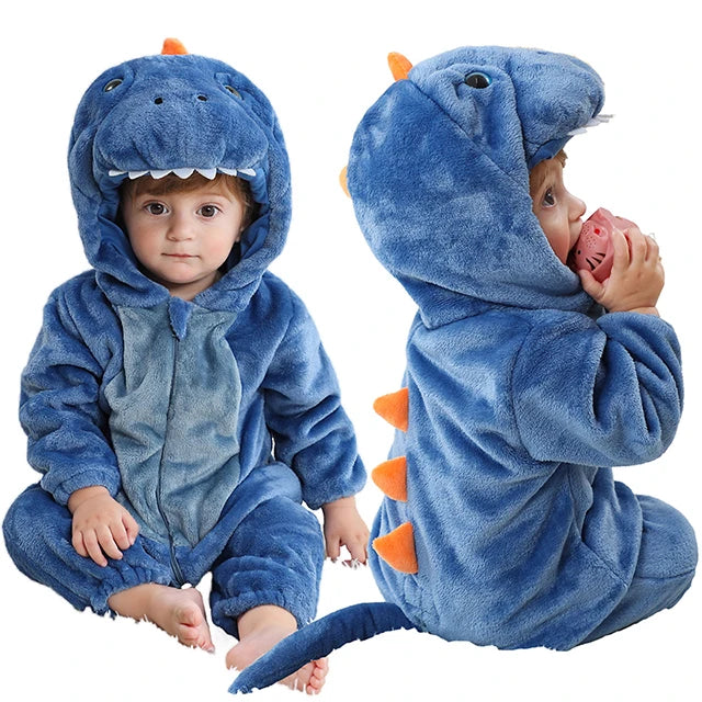 MICHLEY Carnival Dinosaur Baby Winter Costume Rompers Clothes Cute Cartoon Jumpsuit Bodysuit Overall Unicorn For Girls Boys Kid