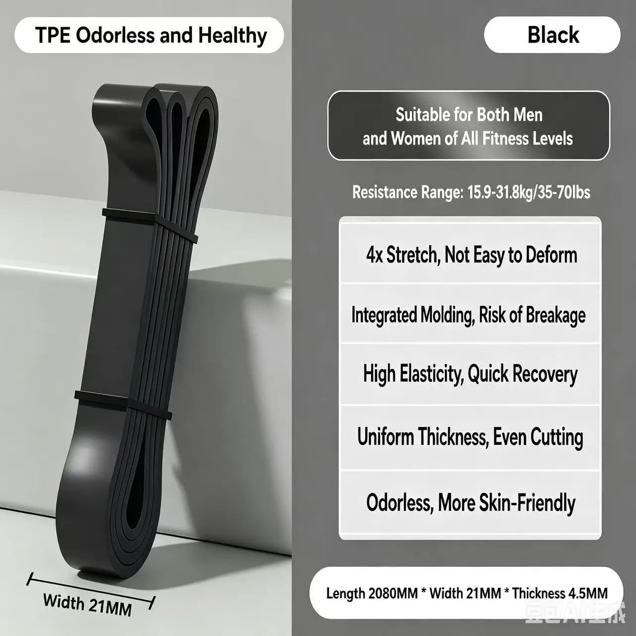 TPE Resistance Bands 6 Levels Different Strength Elastic Exercise Bands for Pull Up Assist, Yoga, Pilates, Physical Therapy, Bod