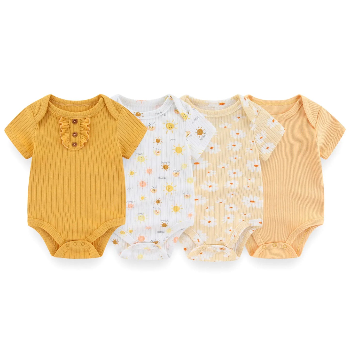 Kiddiezoom 4PCS/Lot Unisex Baby Boy Girl Bodysuits Short Sleeve Infant Onesies First Christmas Baby Clothes