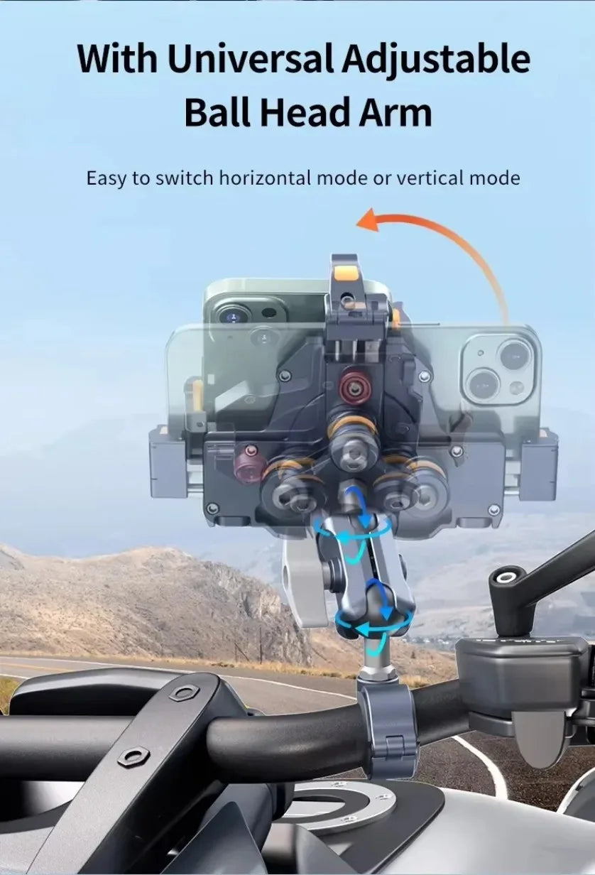 Motorbike Bicycle Bike Stand Metal Shockproof Motorcycle Phone Holder 4 Vibration Dampener 15W Wireless Charger Fast Charging