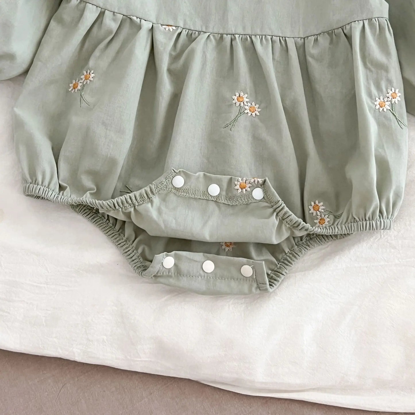 0-24M New Newborn Baby Girl Lapel Korean Style Bodysuit Autumn Long Sleeved Cotton Embroidery Climbing Suit Baby Girl Clothing