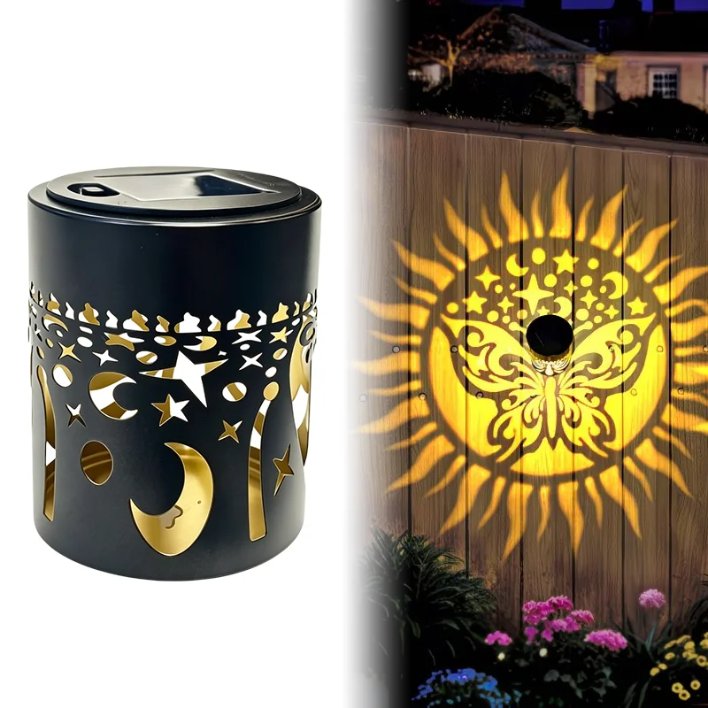 Solar Mandala Wall Lamp Outdoor LED Waterproof Fence Lamp for Garden Lawn Estate Porch Corridor Courtyard Decoration Wall Light