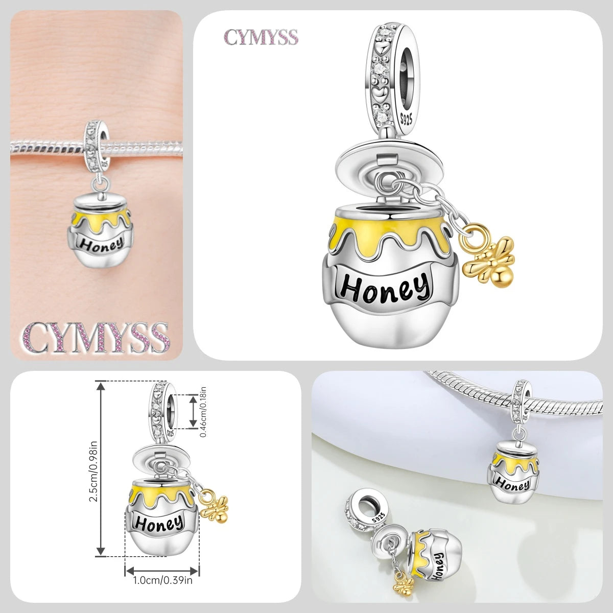 925 Sterling Silver Plated Bee Sunflower Butterfly Charm Pendant Fine Jewelry Women DIY Bracelet Necklace Birthday Party Gift