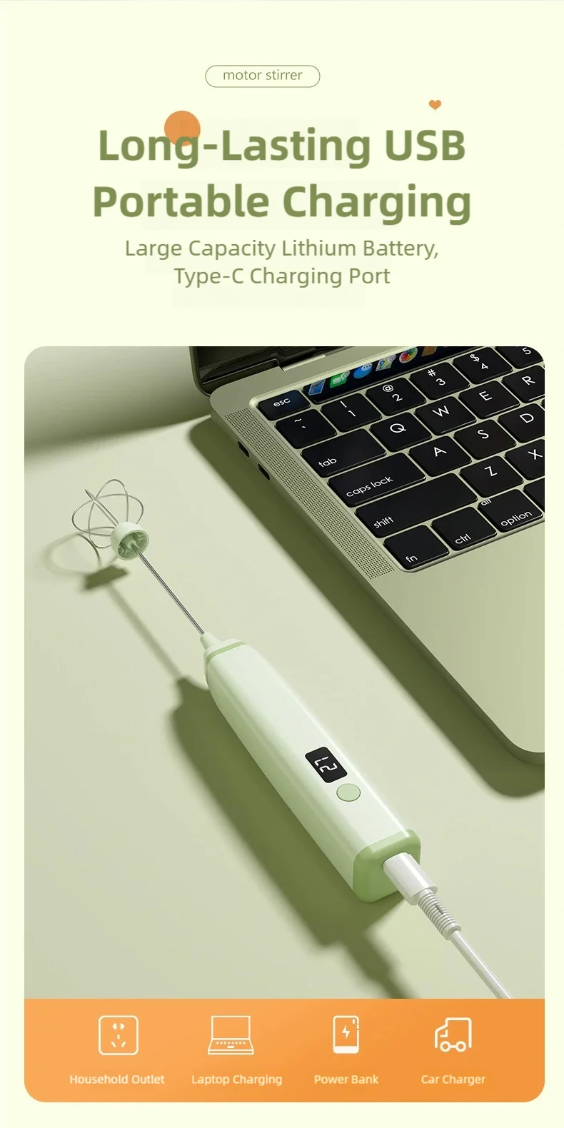 TINSOL Wireless Electric Milk Frother Multi-Function Blender Egg Whisk and Mixer Ideal for Crafting Coffee and Cappuccino Foam