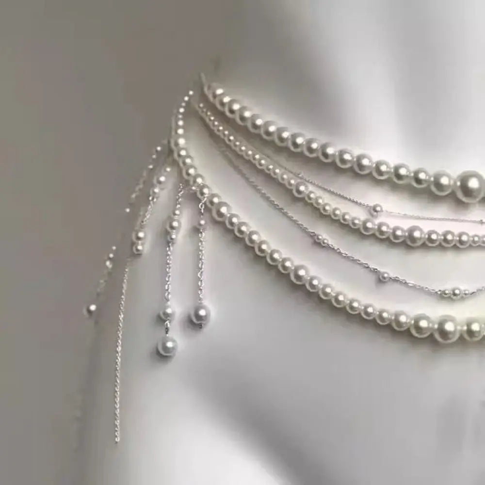 Fashion Elegant Pearl Waist Chains Waist Accessory Versatile Floral Belly Chain Boho Hip Chain Women
