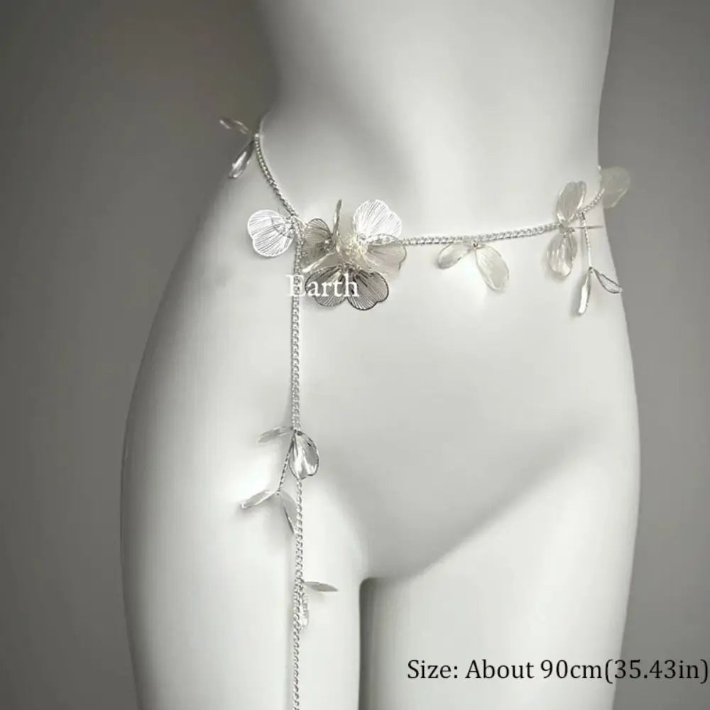 Fashion Elegant Pearl Waist Chains Waist Accessory Versatile Floral Belly Chain Boho Hip Chain Women