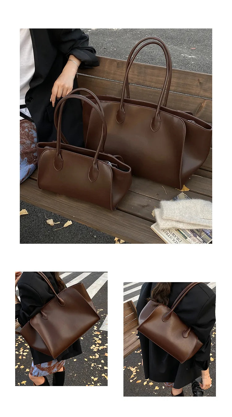 Luxury Women's Large Tote Bag Genuine Leather Shoulder Bags 2025 Female Retro Handbags High Quality Ladies Messenger Bag Black