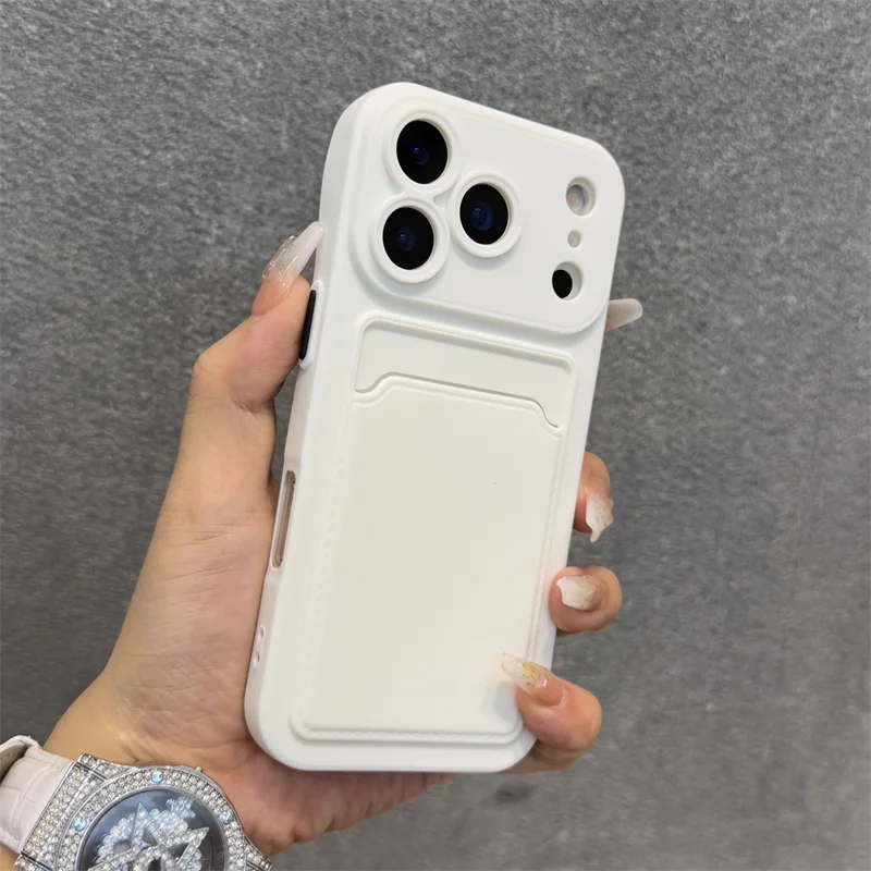 Luxury Soft Silicone Wallet Case For iPhone 17 16 15 14 Plus 13 12  Pro Max XR XS Shockproof Card Holder Slot Cover