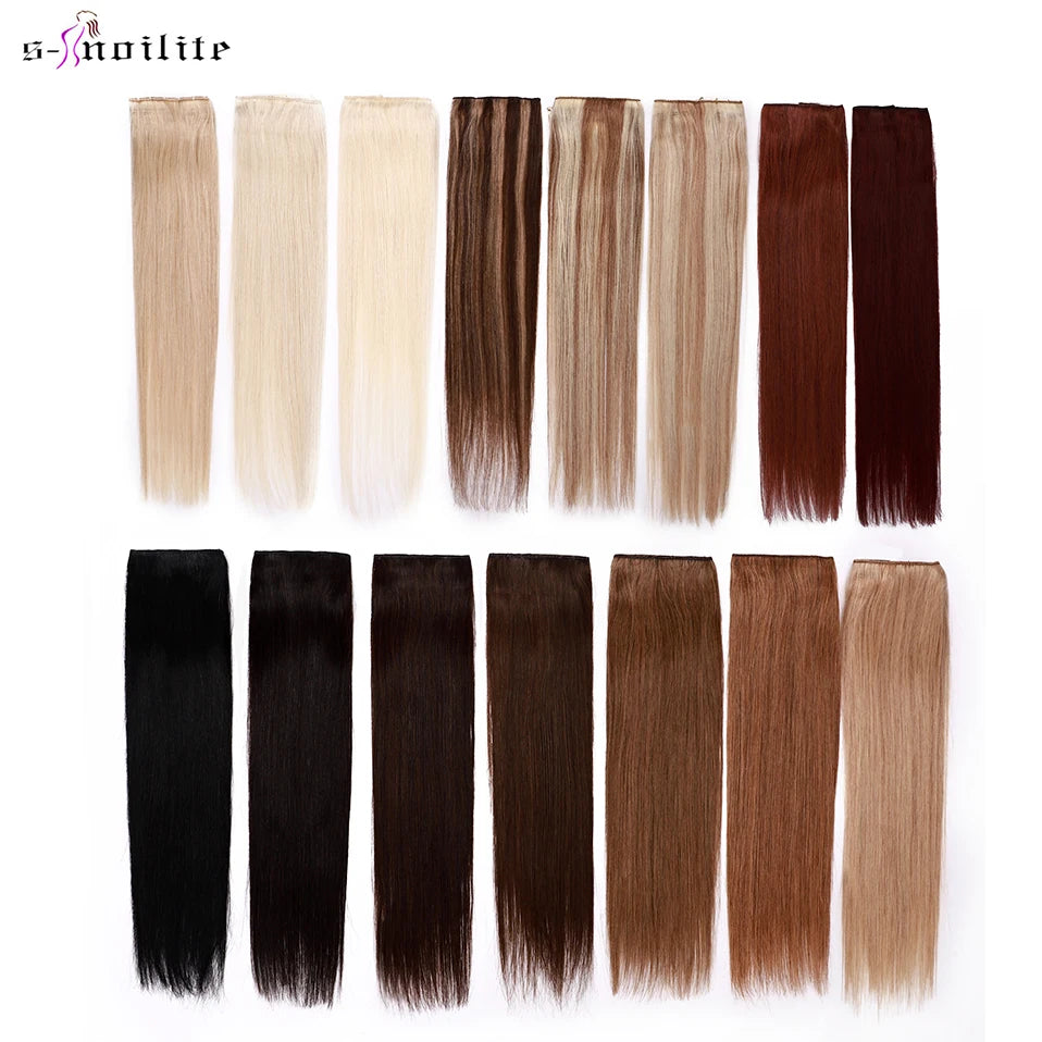 S-noilite 1Piece In 5clips 100% Human Hair Extensions Straight Brazilian Light Dark Brown #1B #4 #6 #613 Blonde Non-Remy 40g-60g