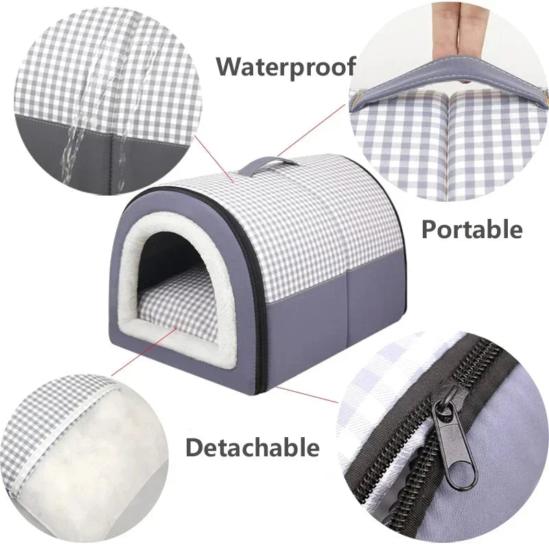 Pet Dog House Soft Cozy Pet Sleeping Bed for Small Medium Dogs Cats Foldable Removable Puppy Nest Portable Kennel Pet Supplies