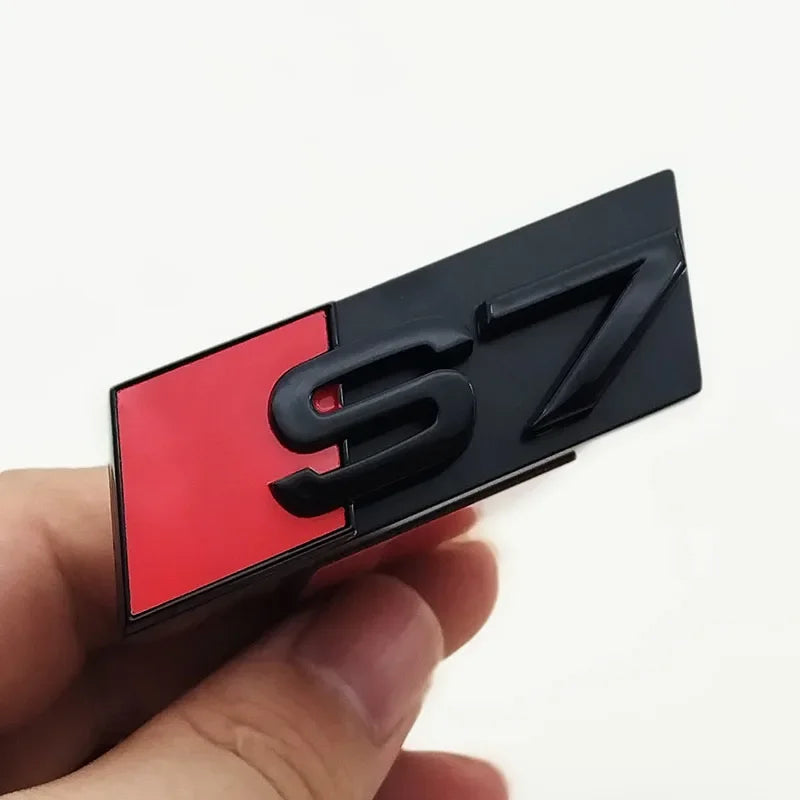 1pcs ABS Car Front Grill Badge For Audi S 3 4 5 6 7 8 Auto Styling caR Sticker Chrome Black Logo S3 S4 S5 S6 S7 S8 Emblem