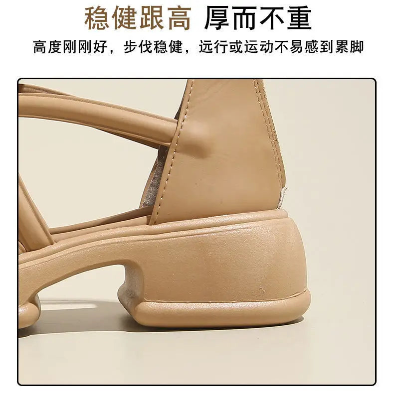 Summer Sandals New Fashion Simple Women's Shoes Breathable Non Slip Simple Roman Shoe Hollow Lightweight Retro 2025 Beach Shoes
