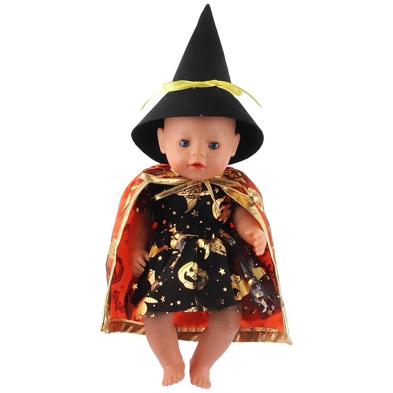 Halloween Doll Clothes Festival Pumpkin, Skeleton Costumes For 18 Inch American&43cm Baby New Born,OG,Life Girl Doll Accessories