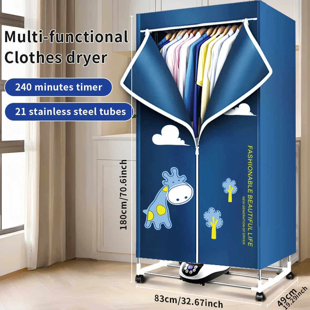 Portable Electric Clothes Dryer,220V-1500W Heated Clothes Airer, Heated Clothes Dryer with Timer, Electric Clothes Dryer