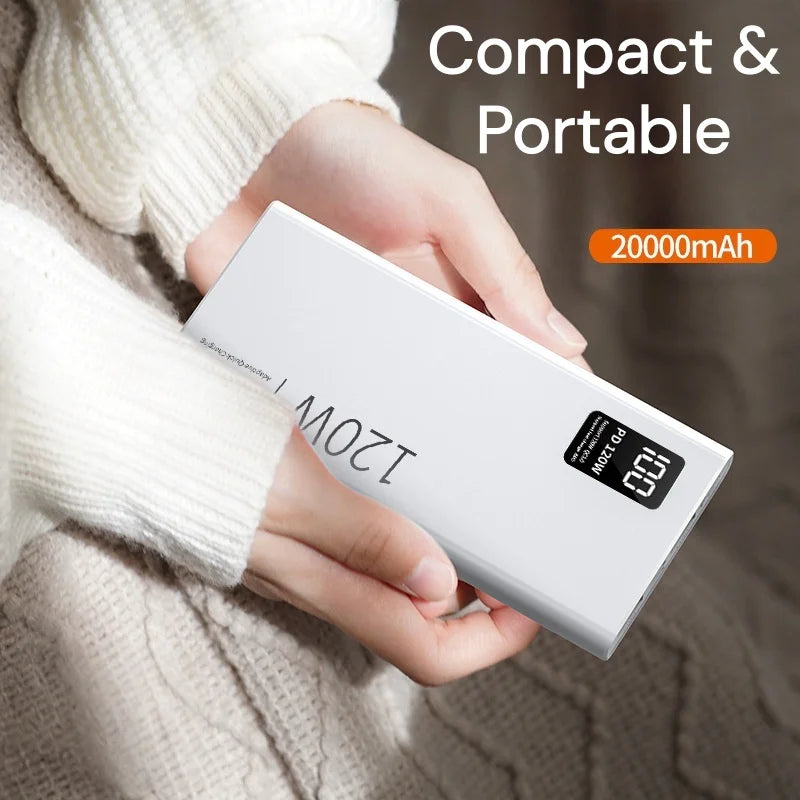 30000mAh PD18W 120W Power Bank Super Fast Charging Large Capacity Portable Battery Charger Digital Display For iPhone Xiaomi