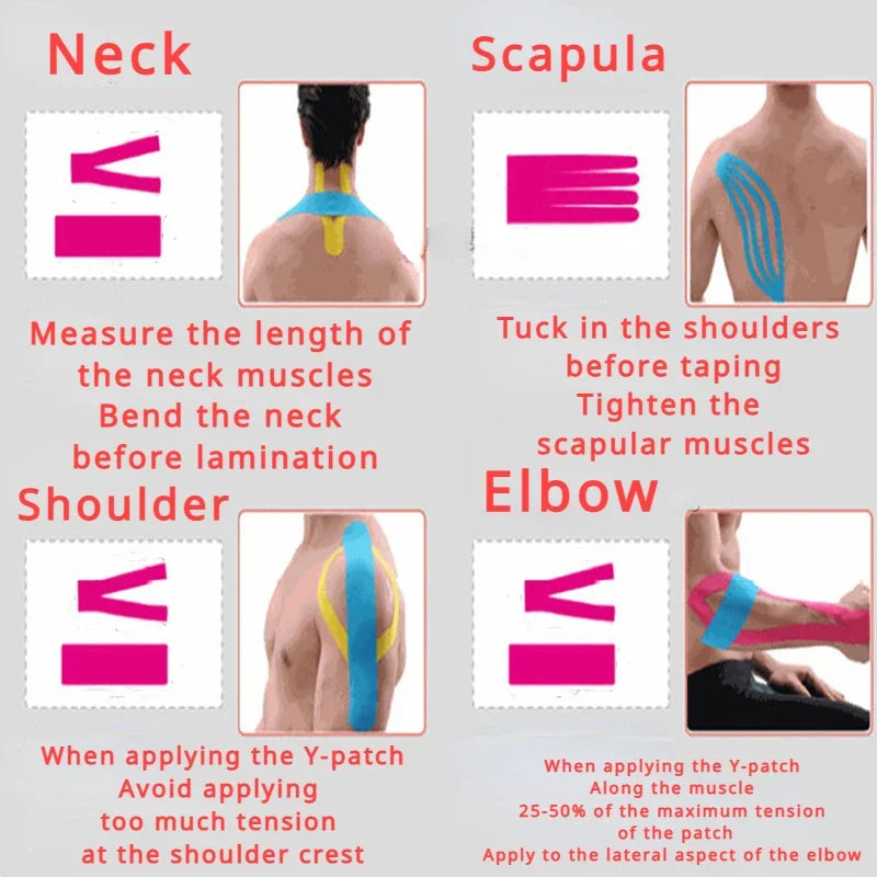 Sports Waterproof Kinesiology Tape Stickers Athletic Bandage  Protector Strapping Pain Relief Tennis Gym