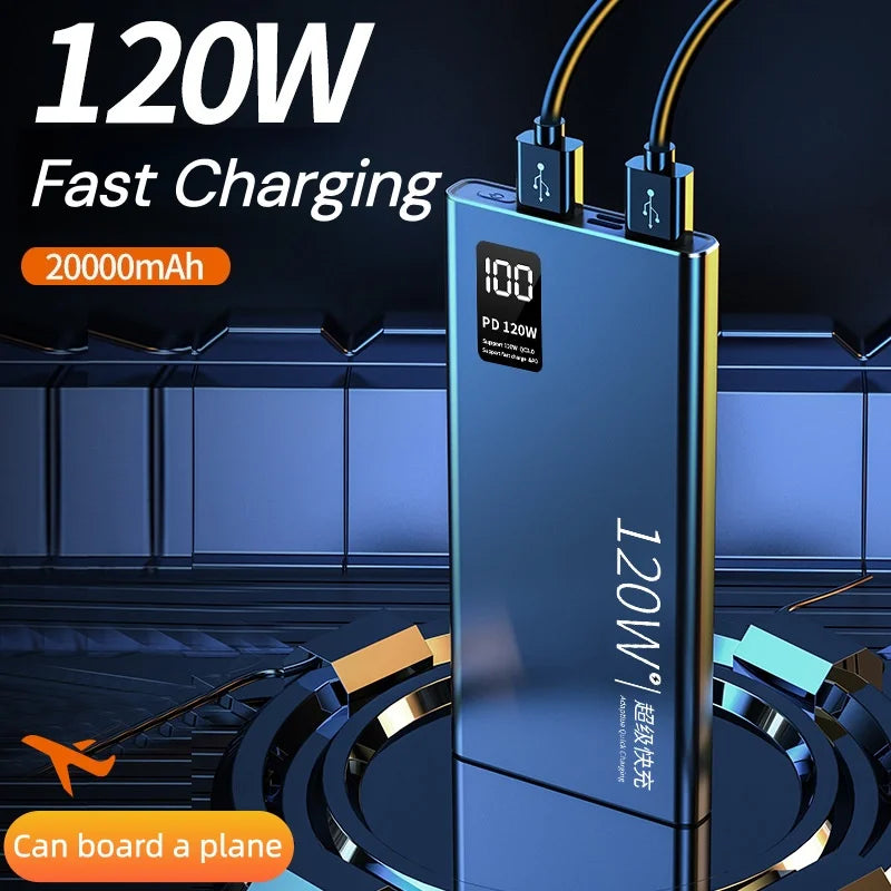 30000mAh PD18W 120W Power Bank Super Fast Charging Large Capacity Portable Battery Charger Digital Display For iPhone Xiaomi
