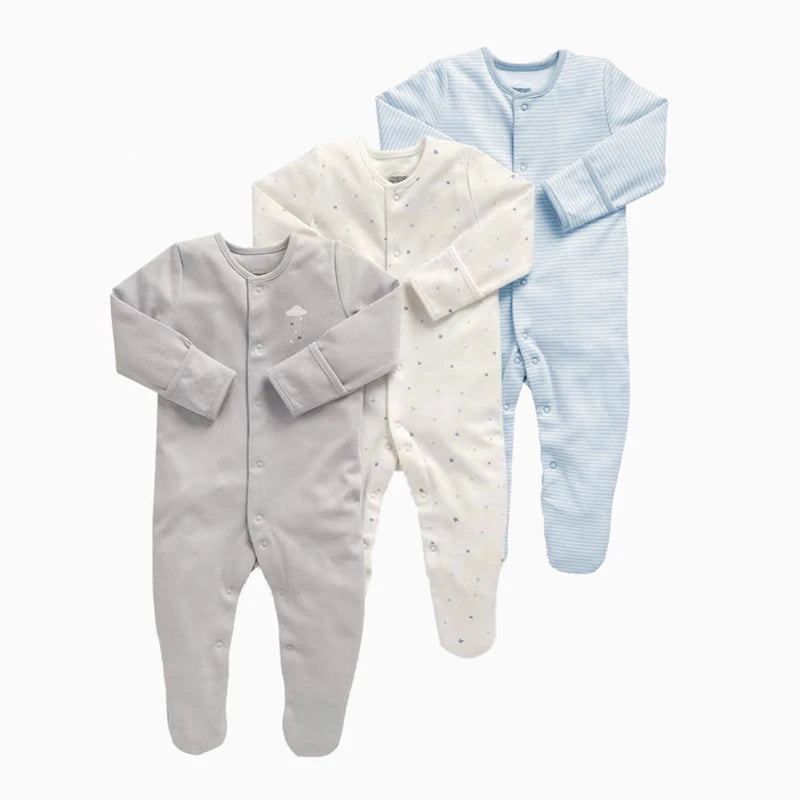 3Pcs Brand Newborn Baby Clothes Set Infant Boys Girls Romper Cotton Long Sleeve Pajamas Jumpsuit Toddler Outfits