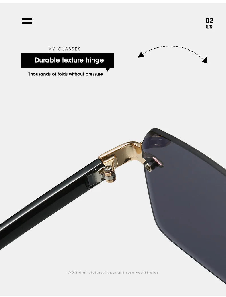 Fashion Rimless Sunglasses Men Women Popular Frameless Sun Glasses Male Female Classic Small Square Summer Travel Shades