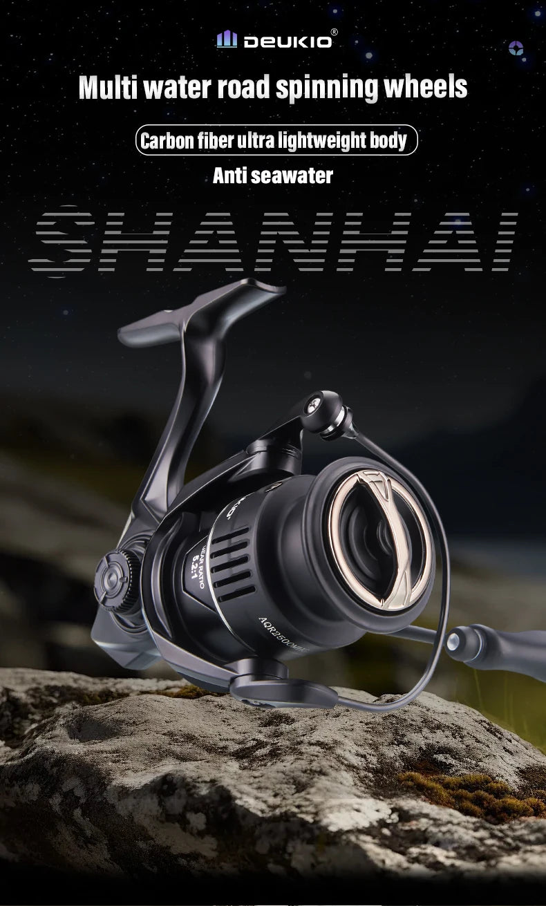 DEUKIO Ultralight Spinning Fishing Reel 172g Carbon Fiber Body 12KG Max Drag 5.2:1 7+1BB Metal Spool Long Cast Saltwater Lure