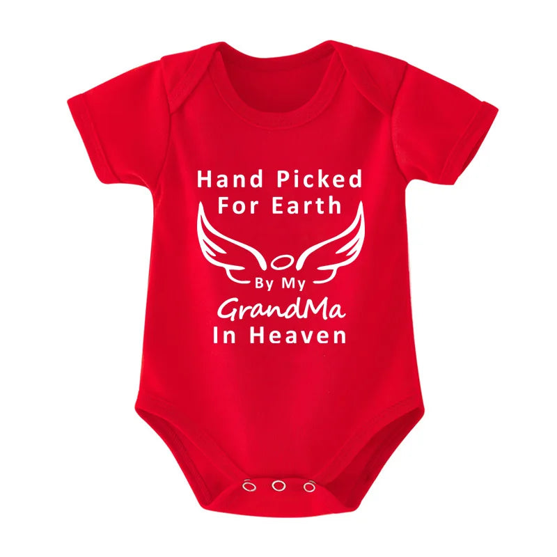 Hand Picked for Earth By My Grandpa/grandma in Heaven Baby Bodysuit Romper Summer Short Sleeve Jumpsuit Onesies