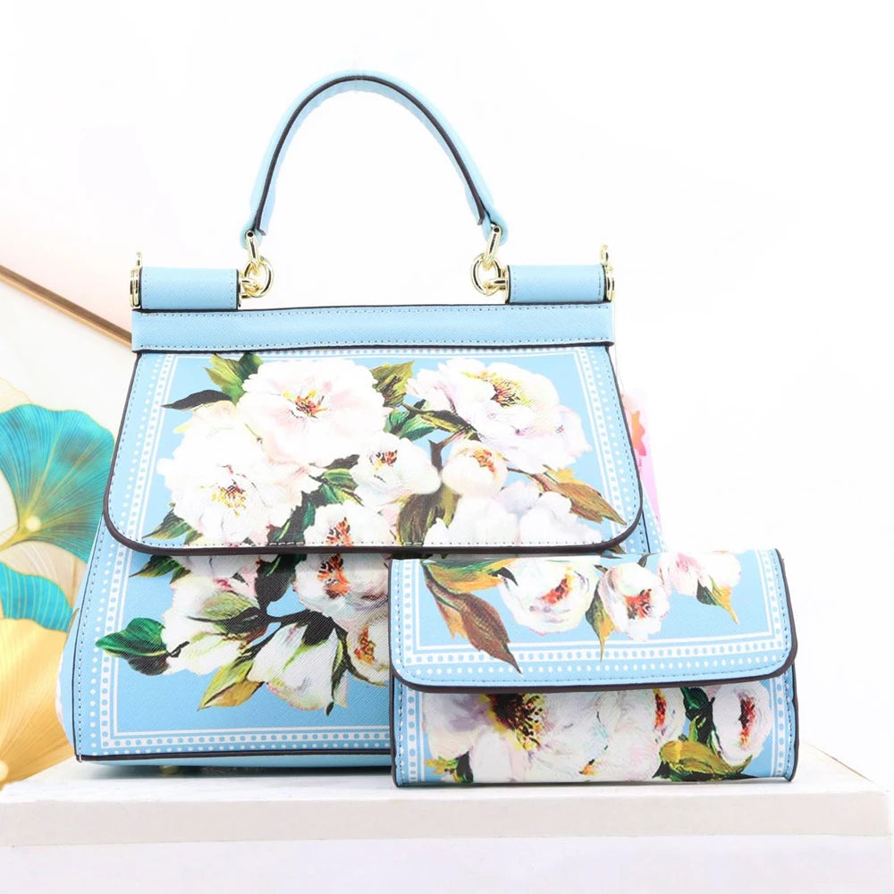 Luxury Women Bags Leather Vintage Painting Art Purse Handbags Girl Shoulder Bag Fashion Cross Body Messenger Bag Female Totes