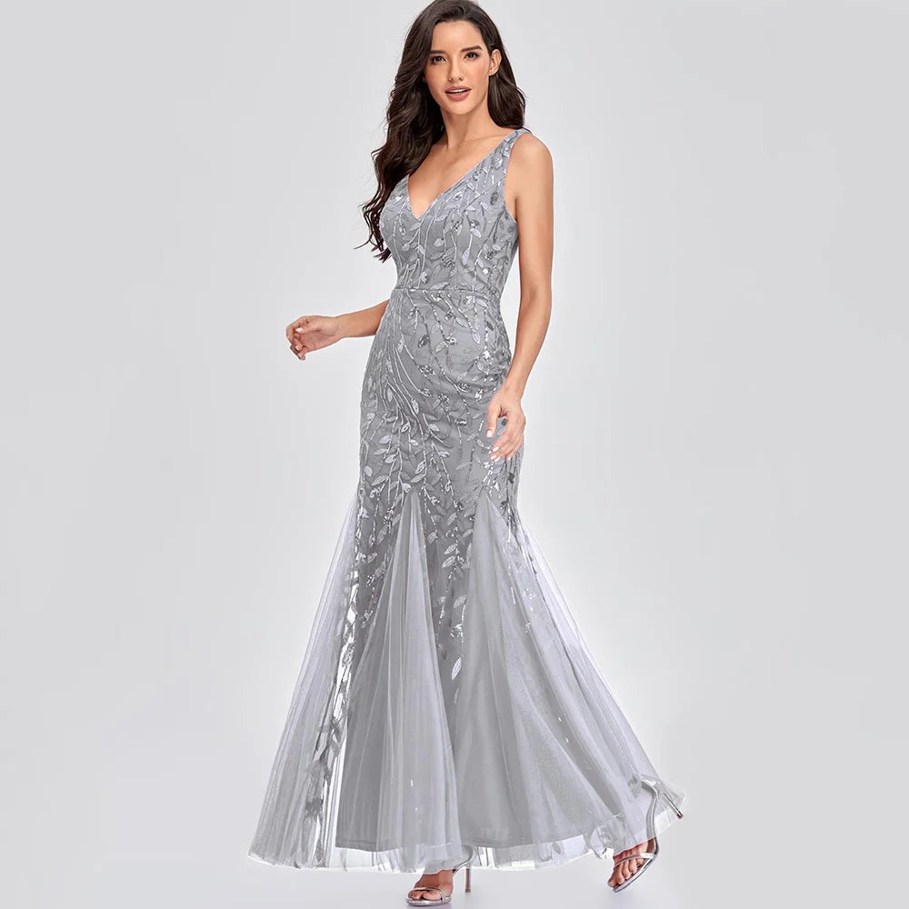 Sexy vintage Maxi Sequin cocktail Dress bridesmaid Prom Dresses for Women Casual Party Long sleeve club Bodycon Dress vestidos