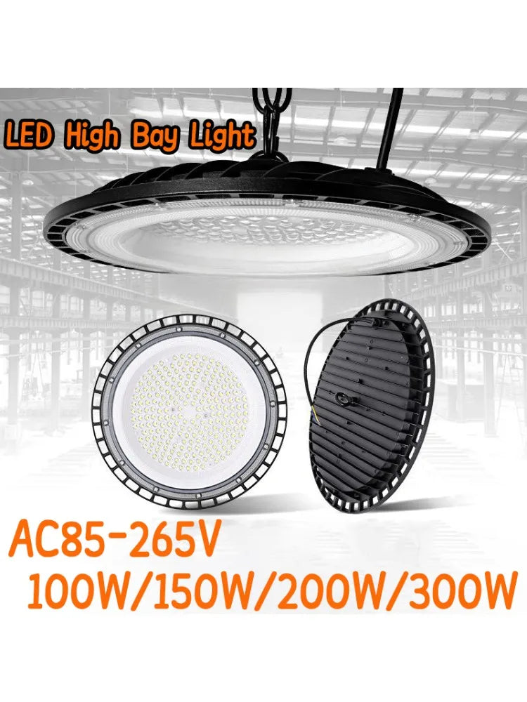 Super Bright UFO LED High Bay Light AC85-265V 100W-300W IP65 Waterproof Commercial Industrial Garage Workshop Gym Market Lamp