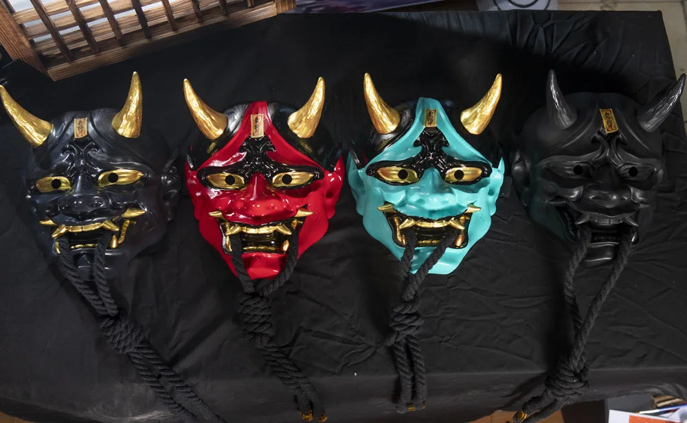 Halloween Prajna Mask Horror Mask Cosplay Costumes Japanese Demon Ghost Mask Party Carnival Comic-Con Masquerade Props Gift