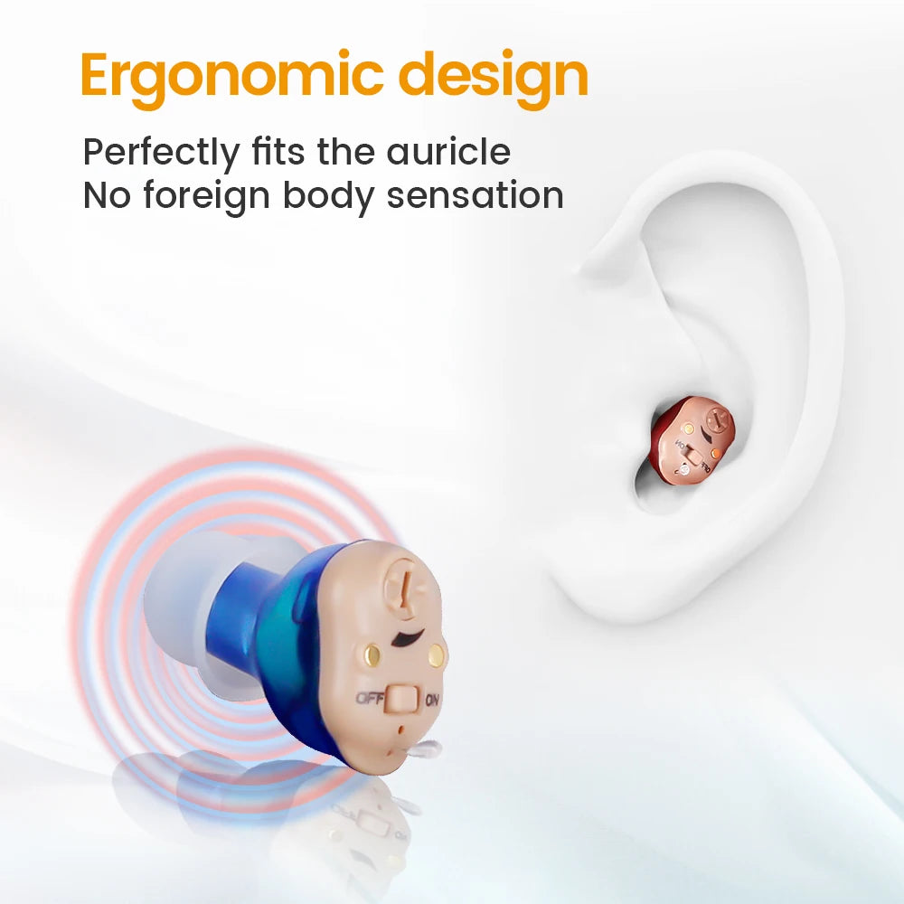 Wireless Elderly Hearing Aid Mini Invisible Hearing Aids Rechargeable Headphones ITE Deaf The Listening Device Sound Amplifiers