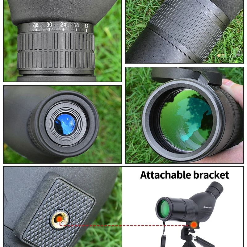 12-36X50 HD Zoom Monocular Spotting Scope Powerful Telescope Bak4 Prism Waterproof Anti-Fog for Outdoor Camping Bird Watching