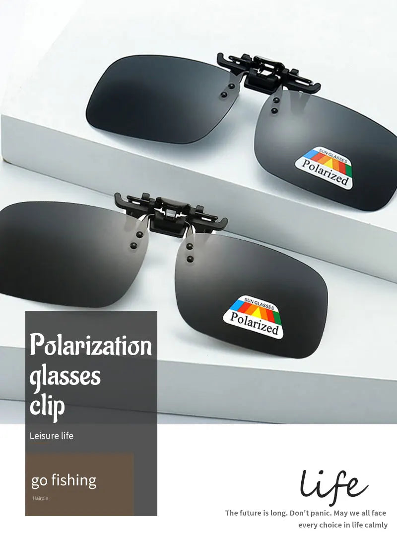 Polarized Clip Sunglasses 2Pcs Set Myopia Glasses Clip Driver Fishing Night Vision Myopia Clipon Sun Shading Eyeglasses