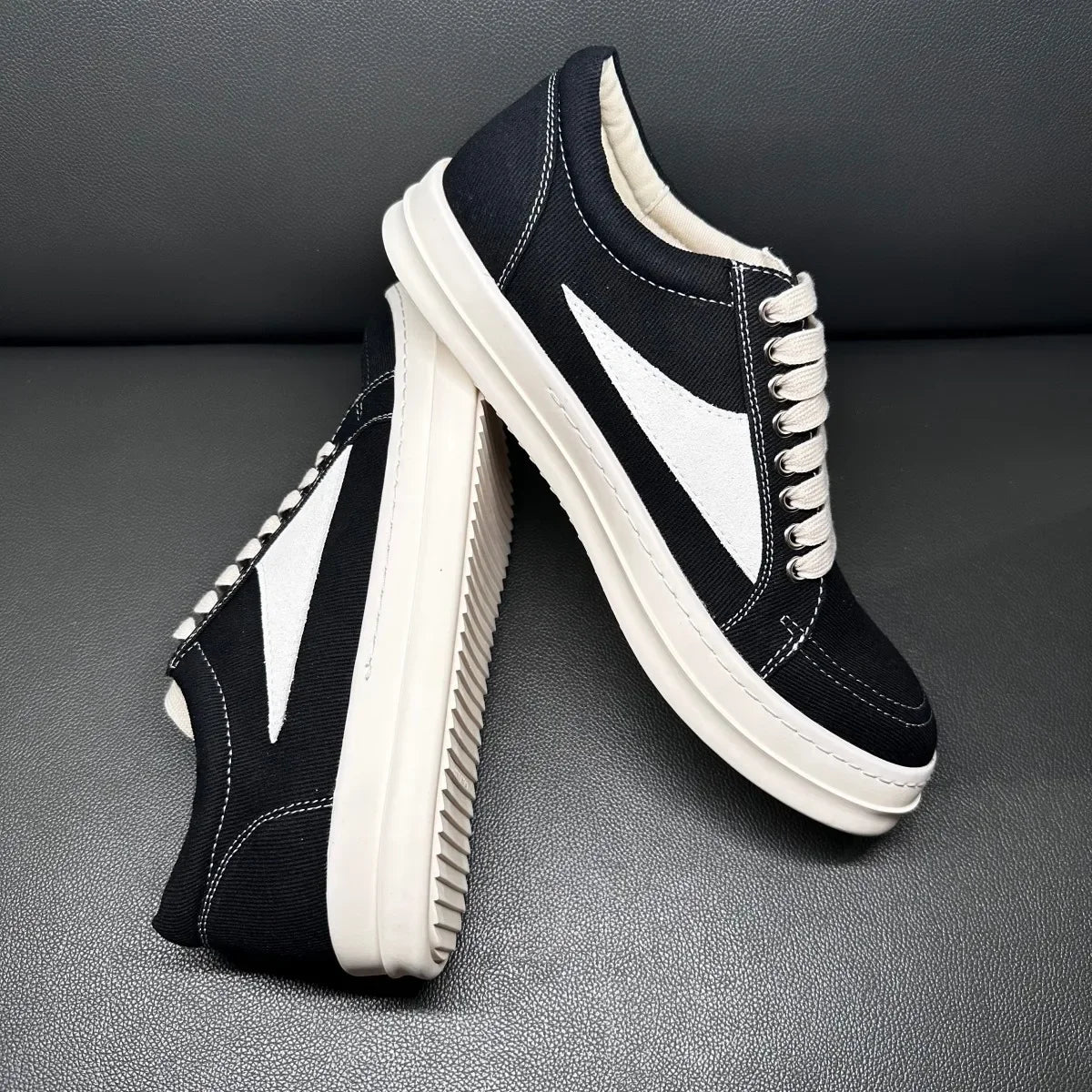 Men Casual Shoe Brand Black Brown Canvas Low Top Shoes High Quality Cowhide Luxury White Leather Sneakers Women Flat Sneaker