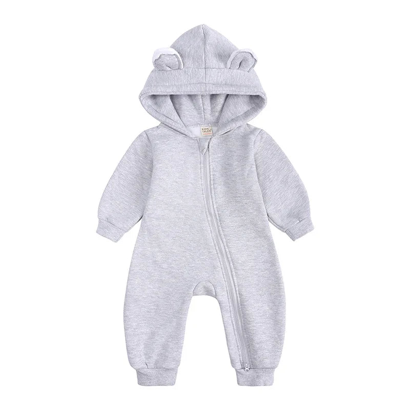 Baby Jumpsuits Rompers Winter Hooded Outfit Hoodies One-pieces Growings Zipper Jumpers Boys Girls Newborn 59-90cm Ropa De Bebe