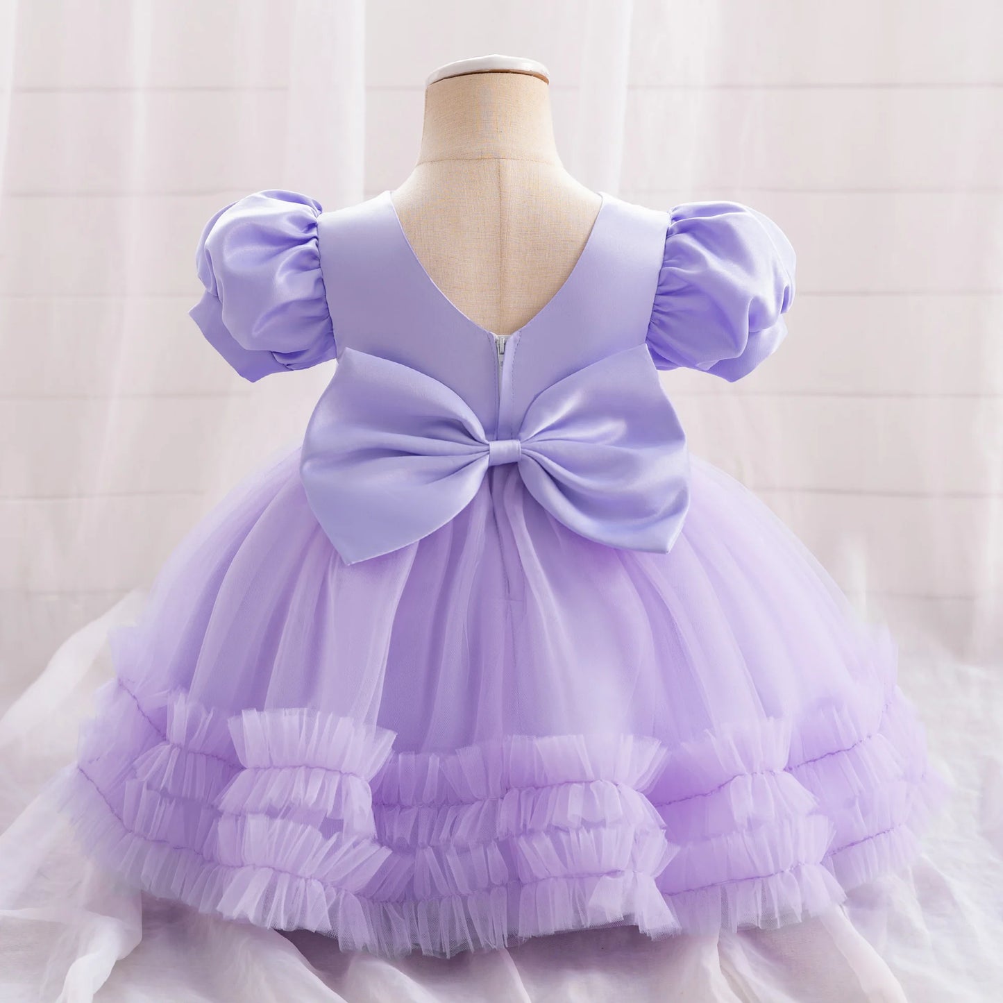 Toddler Sequin Baby Girl Party Dresses Bow Princess Dresses for Girl 1st Birthday Baptism Baby Dress Tutu Lace Wedding Prom Gown