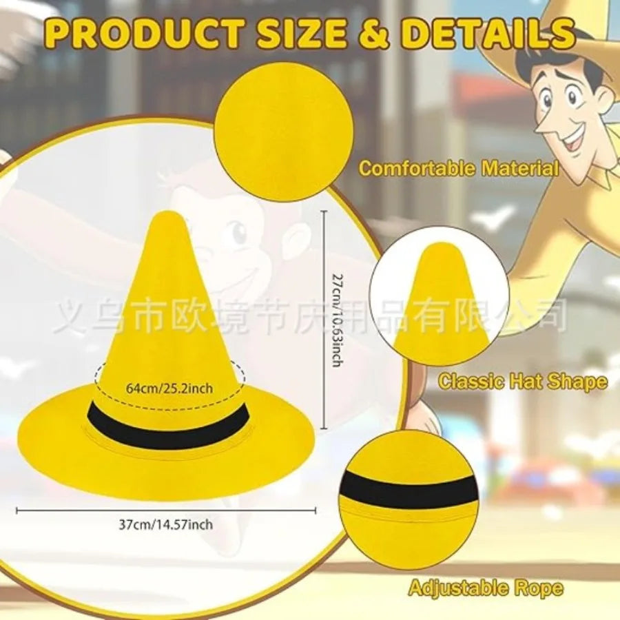 Halloween Party Costume Accessories Curiosity Monkey Character Decoration Yellow Mr Hat Theme Party Cosplay Dress up Props
