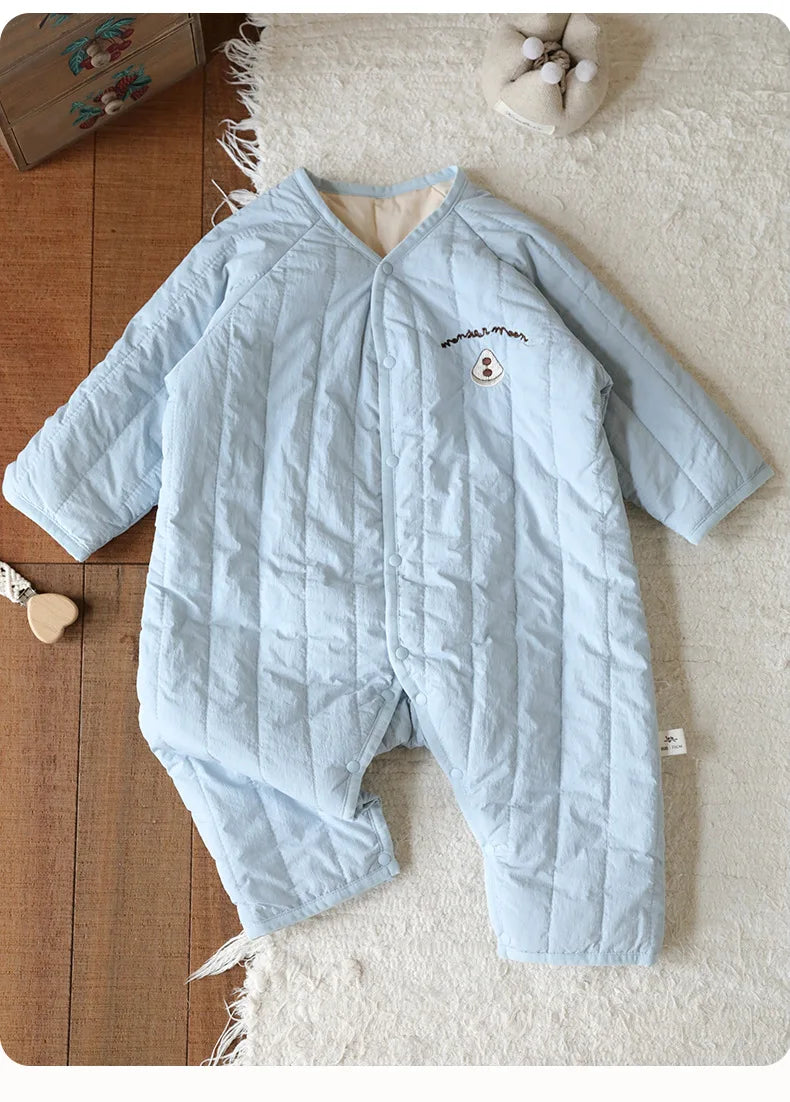 New Embroidered Baby Romper Autumn Winter Thicken Cotton One-piece Bodysuits for Boys Girls Outdoor Cotton Jacket Jumpsuit