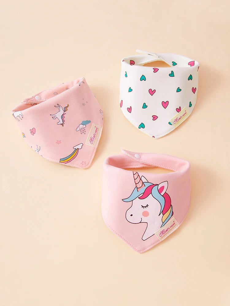 3Pcs Baby Feeding Bib Made of Cotton Mouth Water Towel Double-layer Soft Comfortable Adjustable Size Sccessories 0-3 Y