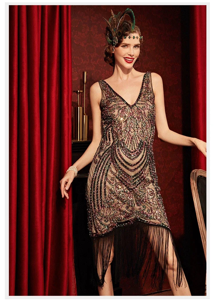 Sexy Women's 1920s Flapper Dress Vintage Swing Fringed Gatsby Roaring 20s Ladies Dress Wedding Evening Party Cocktail Dress Hot