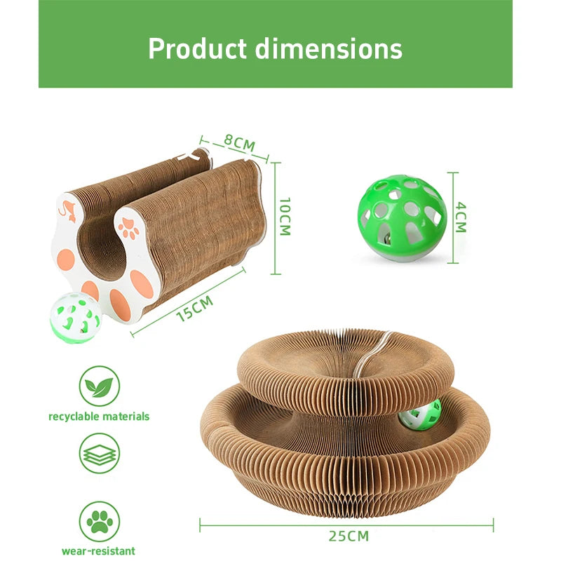 Magic Cat Scratch Organ Board Cat Toy with Ball Cat Grinding Claw Cat Climbing Frame Kitten Round Corrugated Cat Scratching Toy
