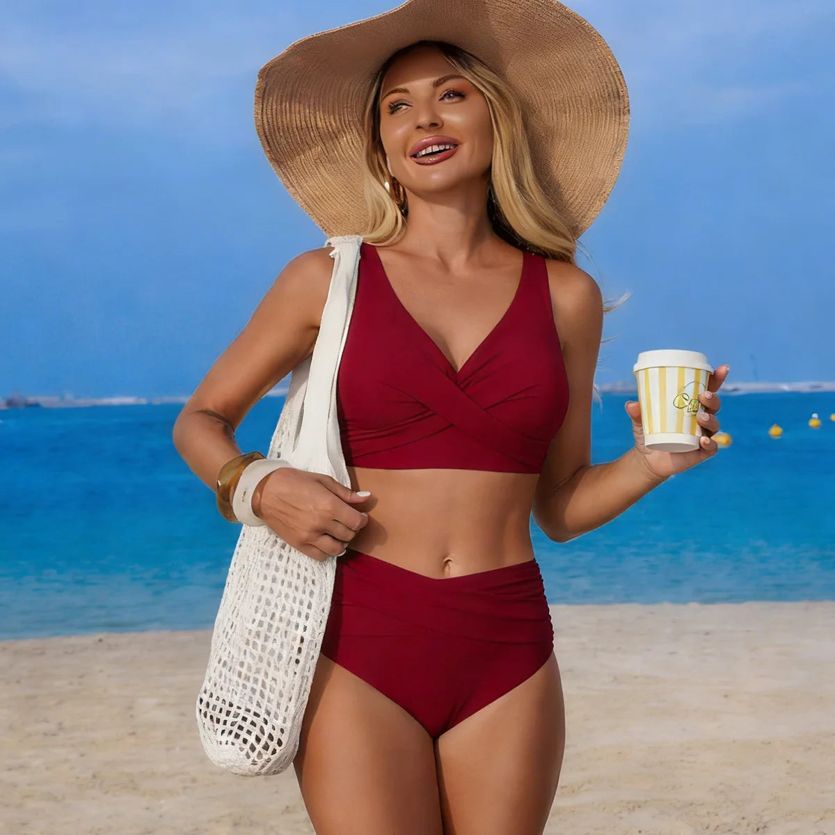 VigoBreviya 2026 Sexy Solid Strapped Swimwear Women Cross Push Up Bikini Set Brazilian Lady Swimsuit High Waist Beach Bath Suit