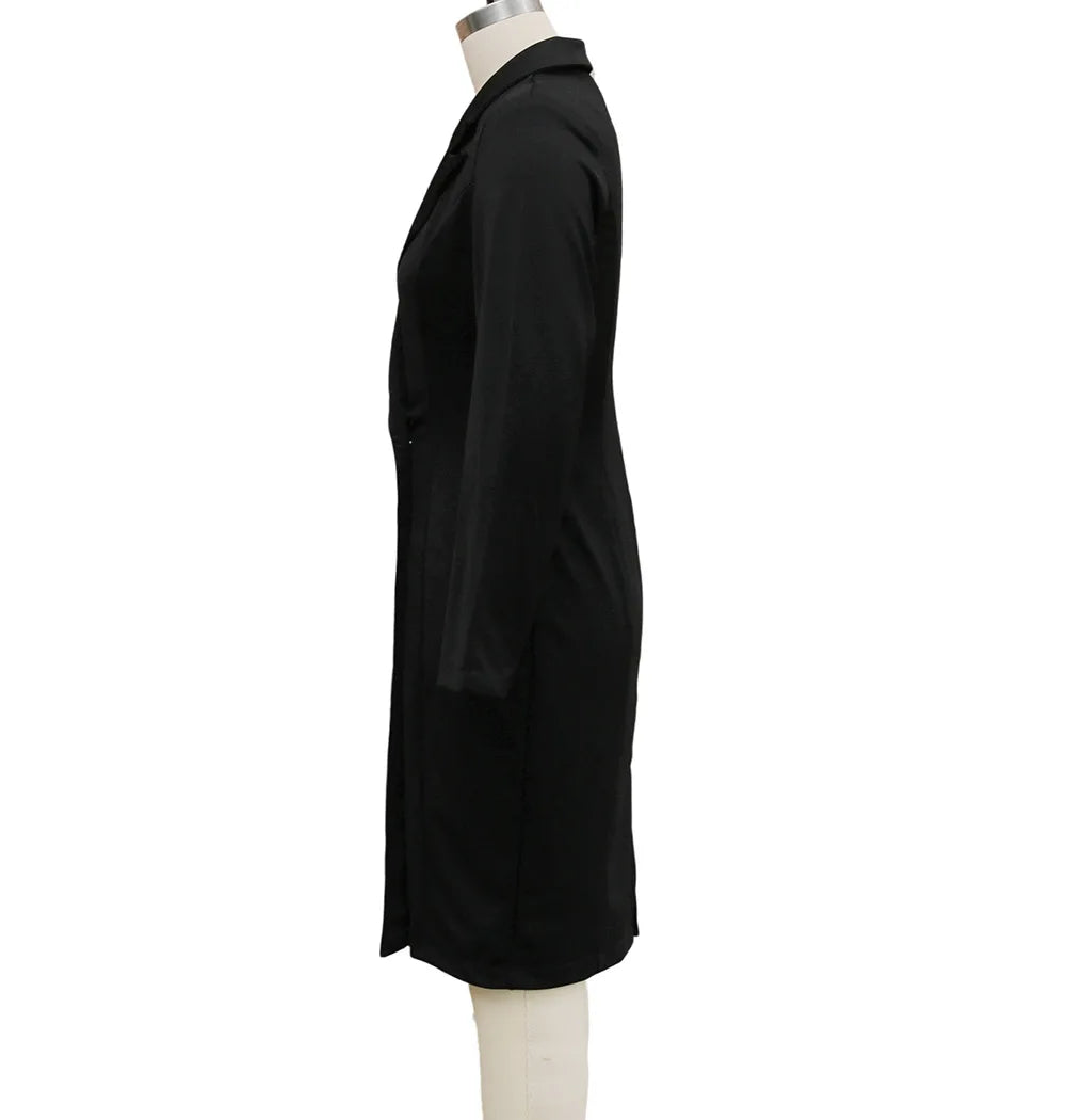 Business Suit Style Midi Dress Women's Slimming Waist Design Commute Fashion Autumn Winter Office Dress Single Piece