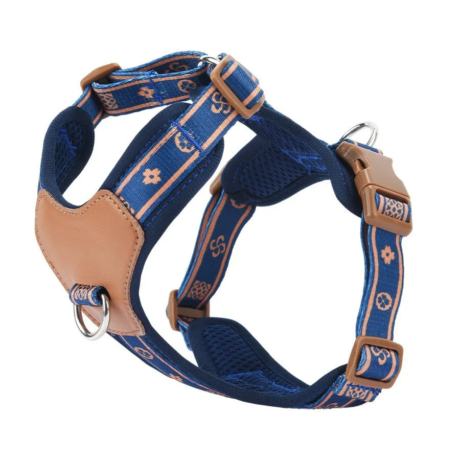 Pet Dog Harness with Durable Webbing  Anti-Deformation Alloy Ring 4 Points Adjustable Breathable Reflective Pet Leash Small Dog