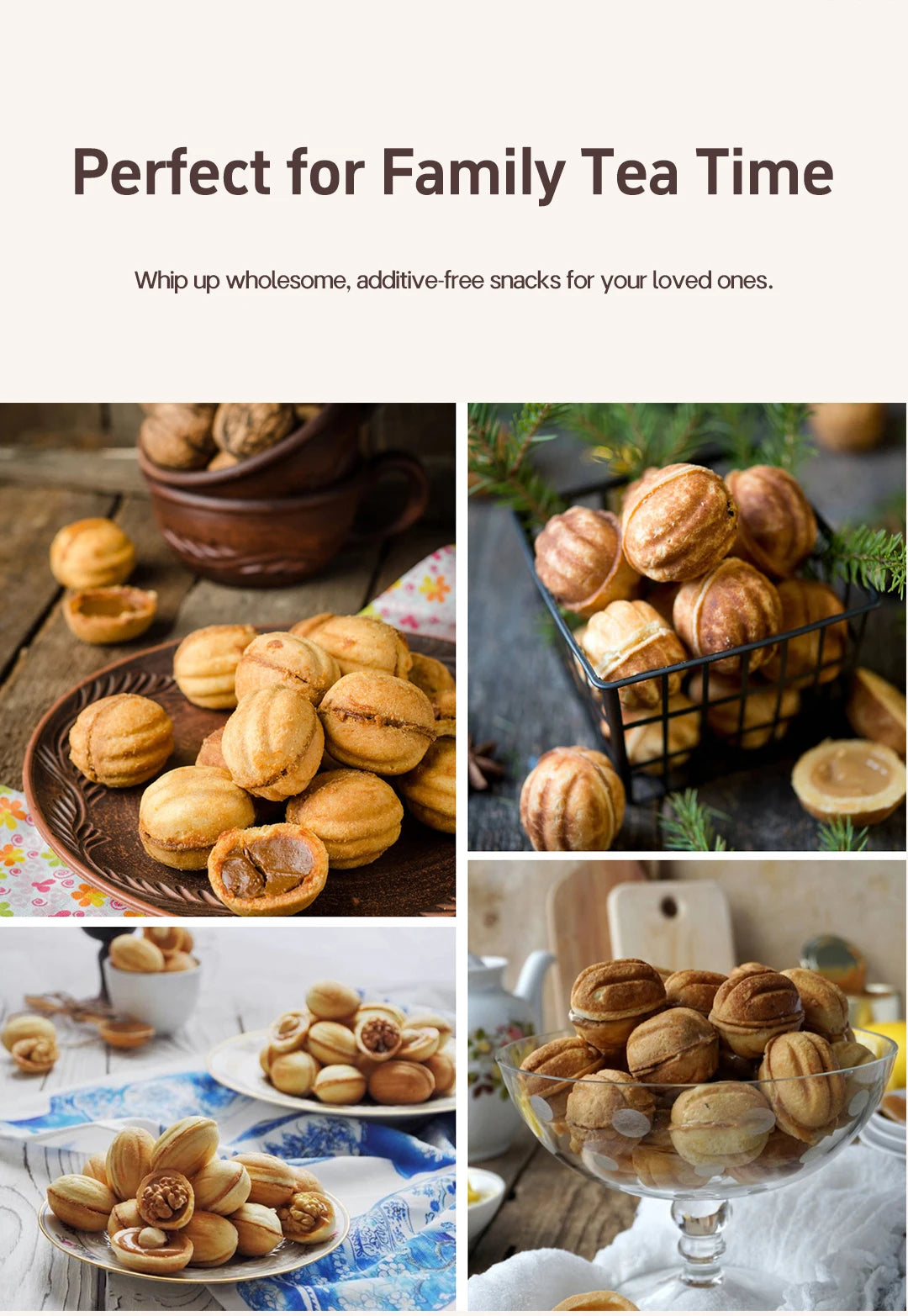 Electric Walnut Cake Waffle Maker With Nuts 12 Holes Cooking Kitchen Biscuits Making for Baking Business Nuts Waffle
