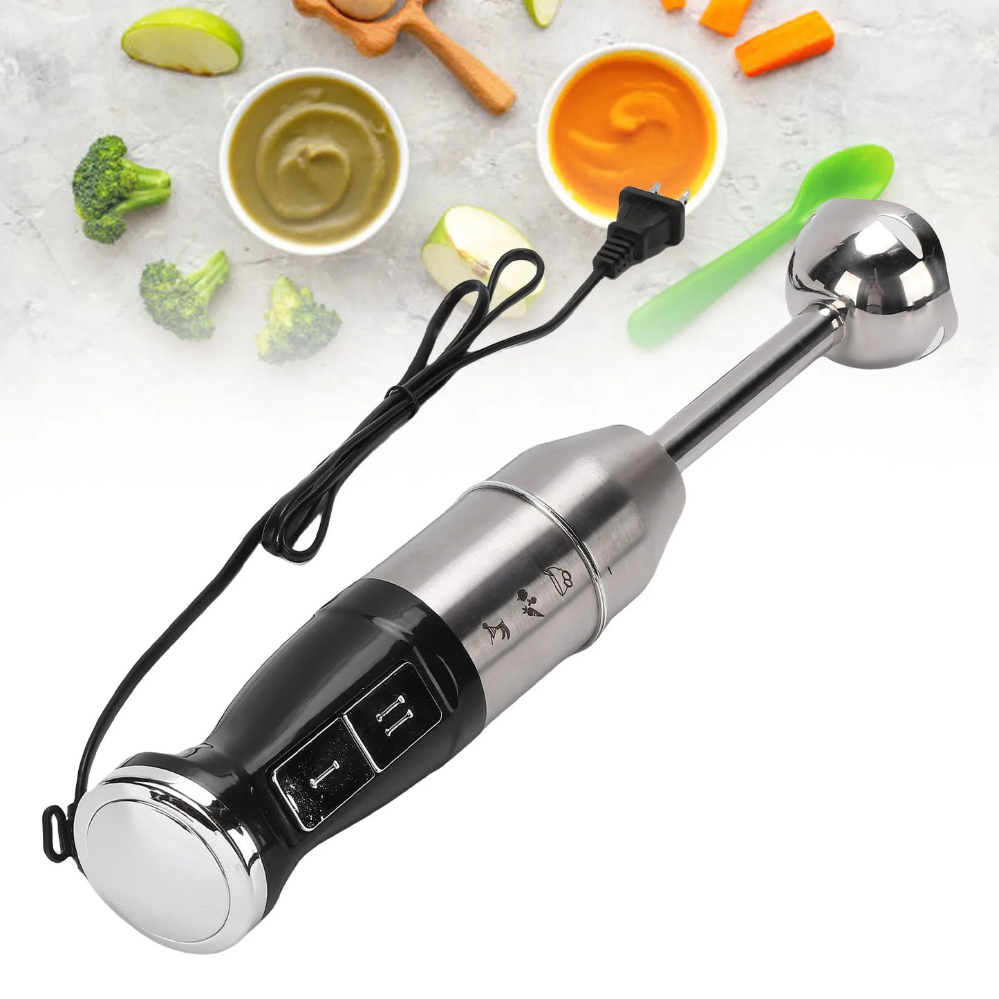 Immersion Hand Blender 400W Electric Handheld Portable Stick Mixer for Effortless Blending Smoothies Shakes Puree Round