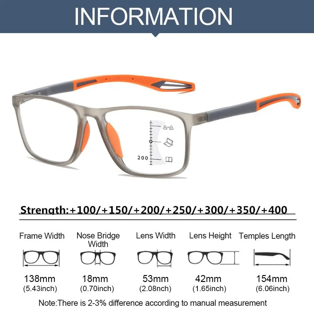 New TR90 Anti-blue Light Multifocal Reading Glasses Men Women Progressive Near Far Eyewear Ultralight Sports Farsight Eyeglasses