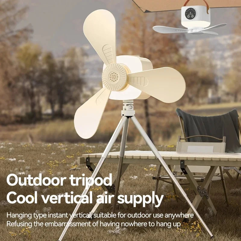 7200mAh Ceiling Fans Portable Camping Fan Tent Air Circulator Cooler Outdoor Rechargeable Electric Fan LED Light Remote Control